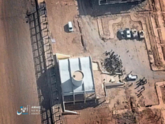 Photo which, in the ITIC's assessment, was taken by a drone in an SDF staging area, before a suicide bombing attack by a car bomb. A white van which was used a car bomb is seen in the upper part of the photo (Akhbar Al-Muslimeen, January 21, 2018)