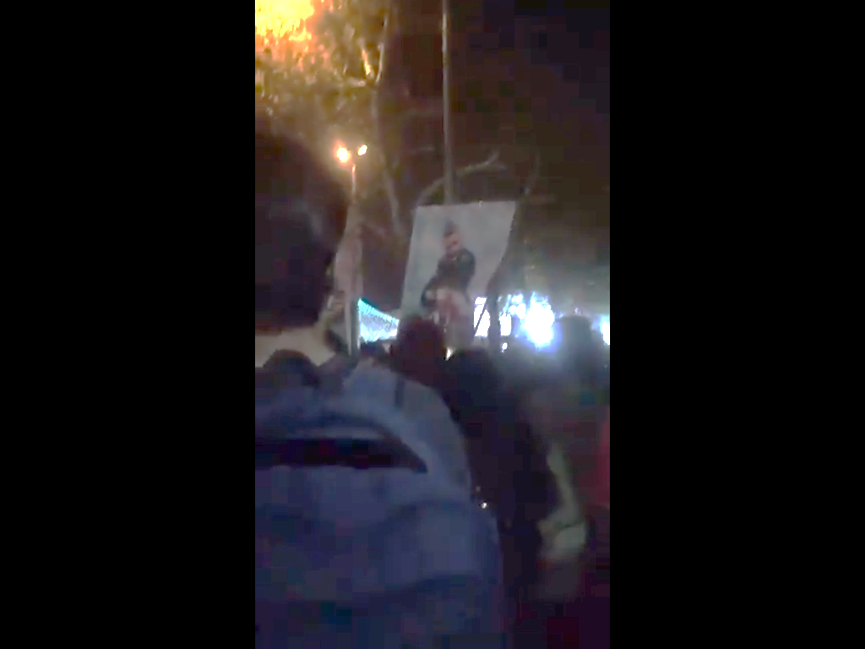 Protesters in Shiraz set fire to Soleimani’s poster (Twitter, December 30, 2017)