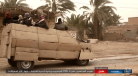 An ISIS self-manufactured armored vehicle in the attack against the SDF forces in Al-Bahra, north of Albukamal. 