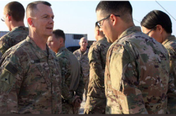 Lt. Gen. Paul Funk (left) visiting Manbij (Lt. Gen. Funk's official Twitter account, February 9, 2018