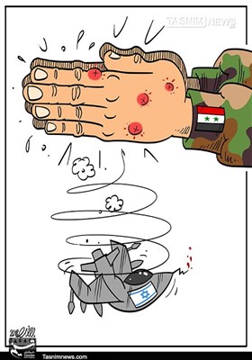 A caricature published by the Tasnim News Agency (February 12) following the downing of the Israeli jet.