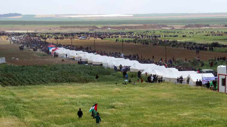 Un campamento de carpas al este de Gaza (Wafa, 30 de marzo de 2018)