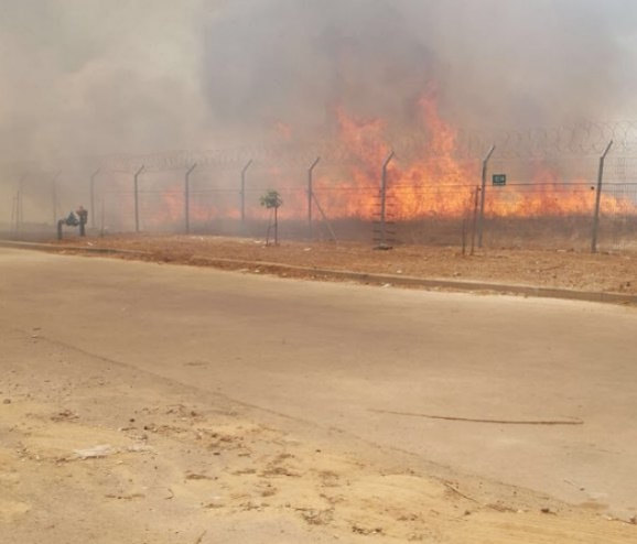 Incendie à Mefalsim, l'une des localités proches de la bande de Gaza, causé par un cerf-volant incendiaire lancé depuis la bande de Gaza (Compte Twitter Safa, 14 mai 2018)