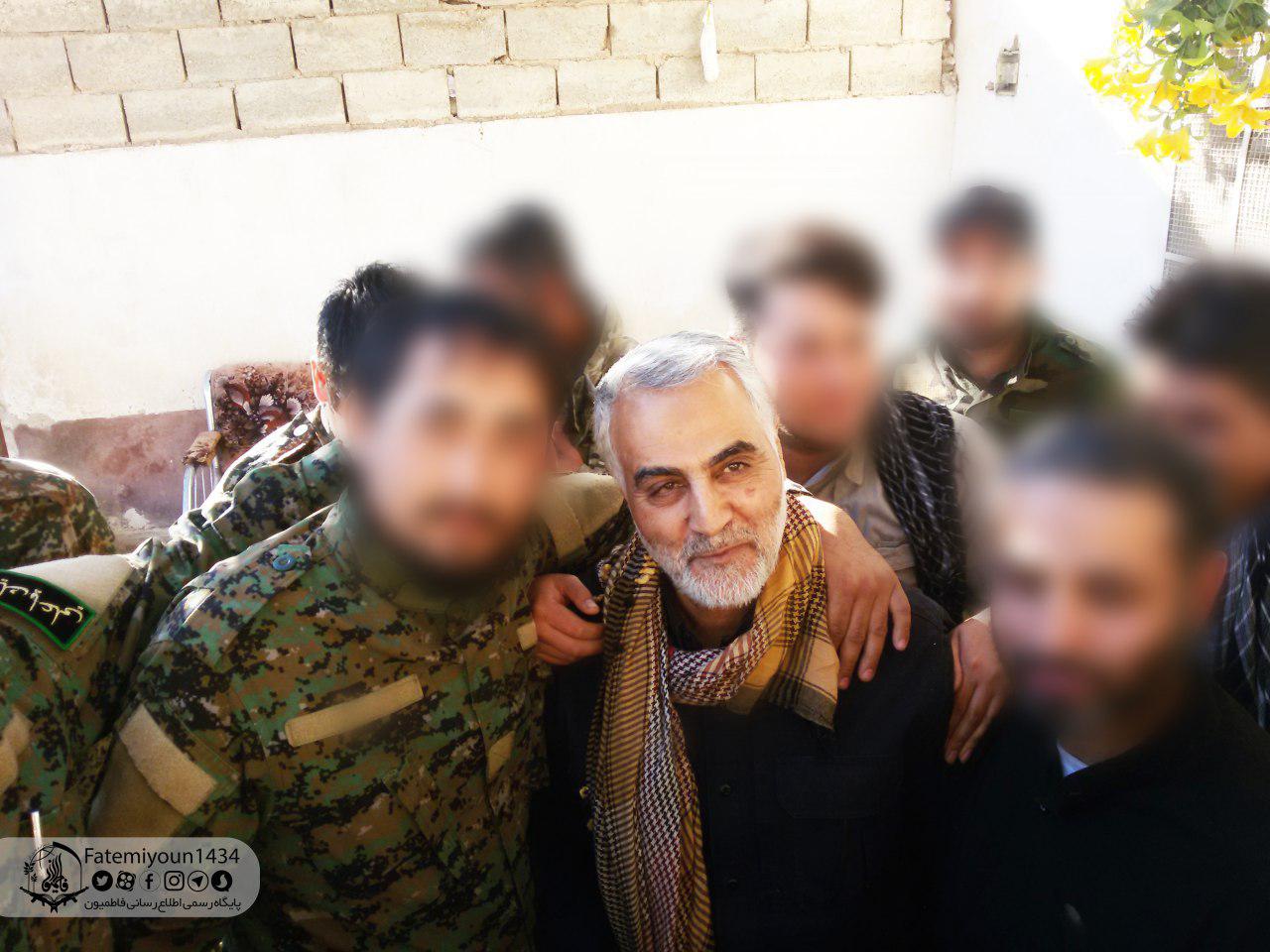 Soleimani alongside Fatemiyoun Brigade fighters (Telegram, June 10, 2018)