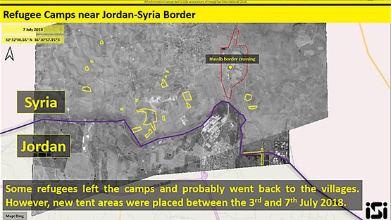 מחנות עקורים בקרבת גבול סוריה-ירדן (ImageSat International [ISI]).