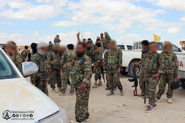 Fighters of the Iranian-handled Fatemiyoun Brigade in the Albukamal area (Facebook page, June 10, 2018).