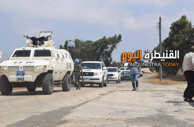 UN vehicles near the Syrian-Israeli border (Al-Quneitra Al-Youm, August 2, 2018)