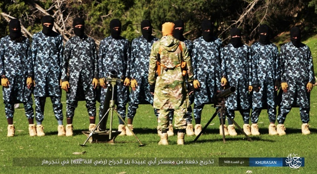 ISIS operatives with their instructor at the training camp.