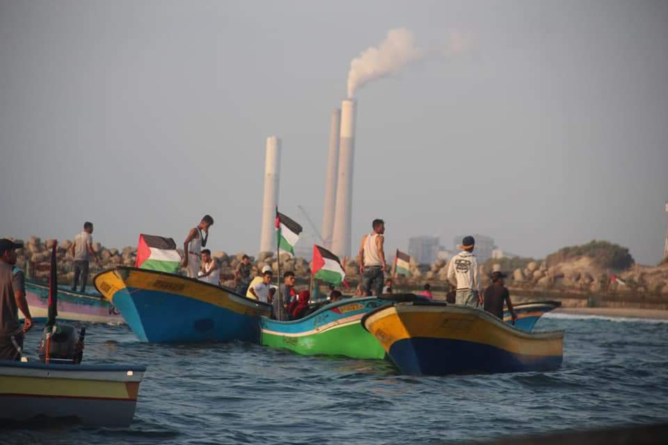 Les bateaux naviguent vers la frontière Nord de Gaza (Comptes Twitter Palinfo et Palestine Online, 2 septembre 2018)