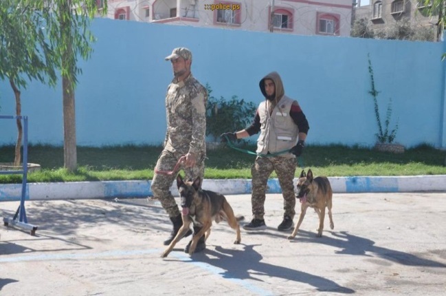 Des chiens policiers recherchent des explosifs (Site Internet de la police palestinienne dans la bande de Gaza, 1er novembre 2018; page Facebook du ministère de l'Intérieur de la bande de Gaza, 1er novembre 2018)