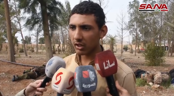 Interview with a 17-year-old ISIS operative codenamed Abu Abdallah Mayadeen, taken prisoner during the rescue (SANA, November 9, 2018).