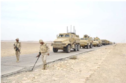 Egyptian security forces in Sinai searching for mines and IEDs. 