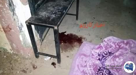 Blood stain on the floor of one of the rooms in the police station (Akhbar Libya, November 23 and 24, 2018)