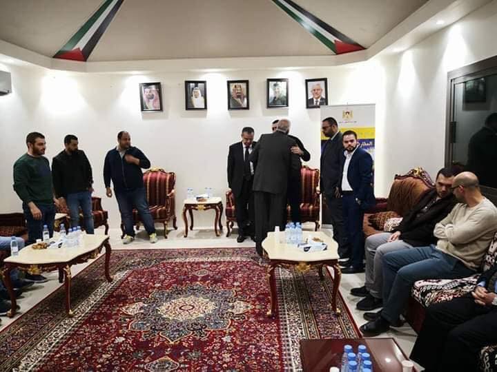 The mourning tent for Ashraf Na'alwa opened by the Palestinian ambassador to Saudi Arabia in the embassy in Riyadh. People who came to offer condolences were received by the ambassador, Ashraf Na'alwa's brother and the embassy staff (Fatah Facebook page, December 15, 2018).