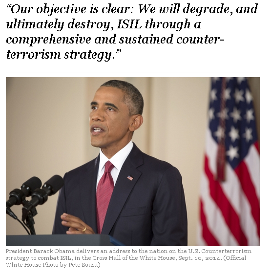 Four years before Trump: Obama on beginning the campaign against ISIS[2] (White House website, September 10, 2014).