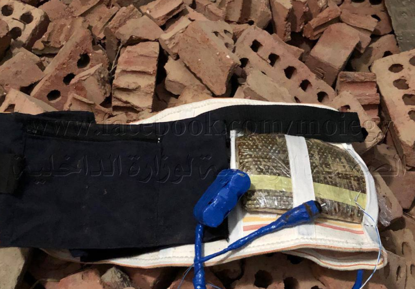 Explosive belt found with the “terrorist operatives” (Facebook page of the Egyptian Interior Ministry, December 23, 2018)