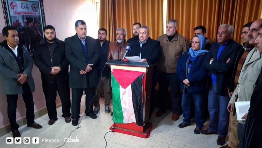 Press conference where the renewal of the mini-flotillas was announced (Palestine Post Twitter account, January 28, 2019).