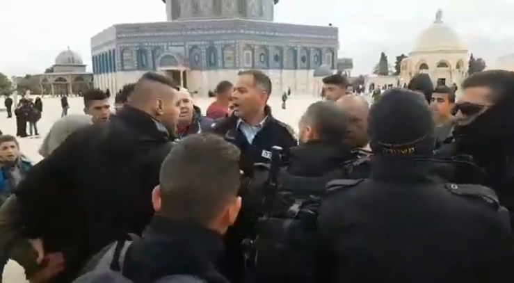 Palestinians clash with the Israeli security forces on the Temple Mount (Ma'an, February 18, 2019). 