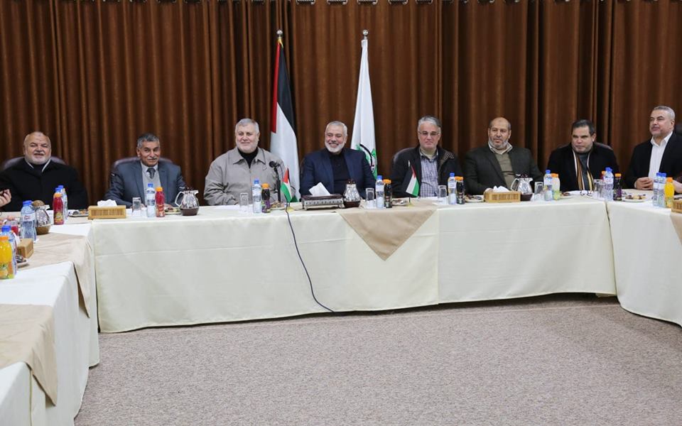 Isma'il Haniyeh meets with members of the Supreme National Authority (Hamas website, March 3, 2019). 