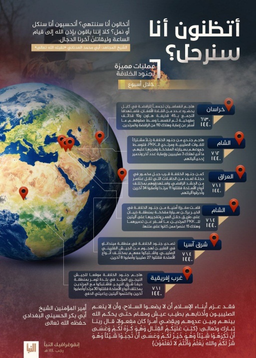  ISIS's global activities under the caption, "Do you think we will disappear?" (Shabakat Shumukh, March 14, 2019). 