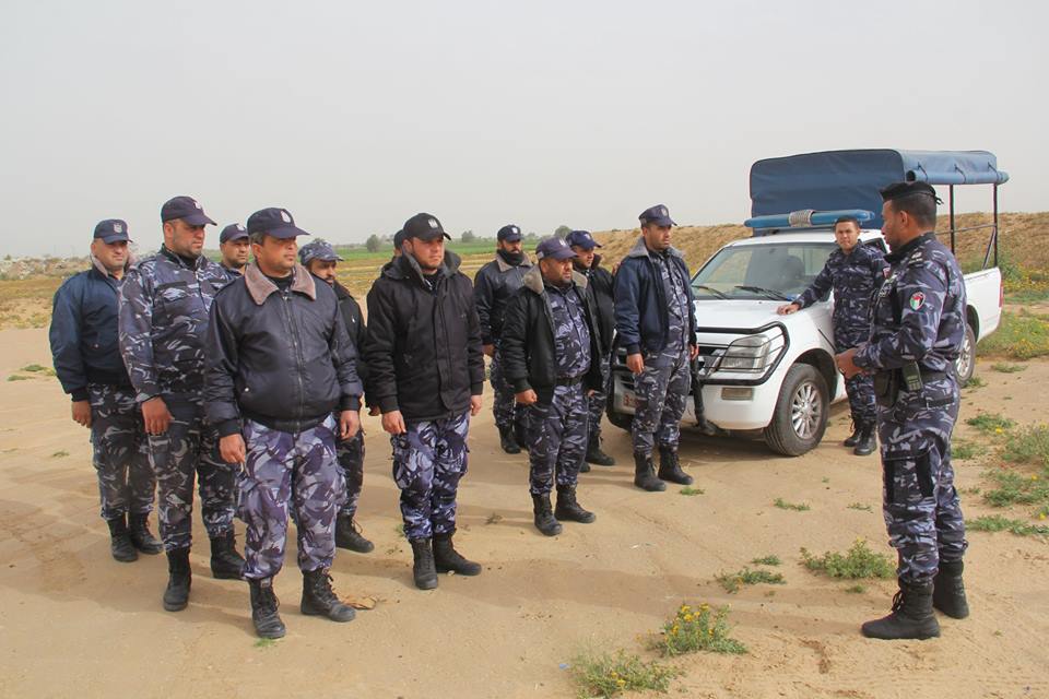 Men and women of the Hamas police force before their deployment (ministry of the interior in the Gaza Strip Facebook page, March 30, 2019).