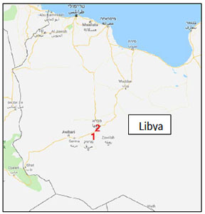 The towns of Ghadwa (1) and Sabha (2) where ISIS operated in southern Libya (Google Maps)