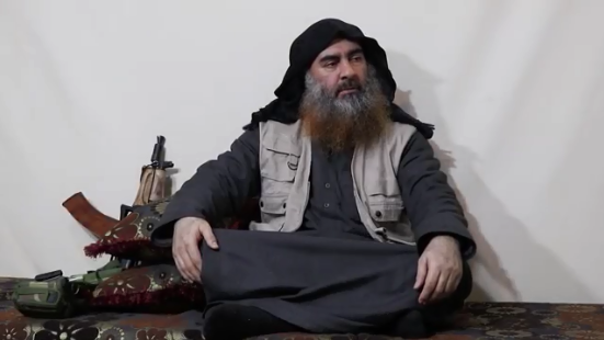 Abu Bakr al-Baghdadi in the video (Akhbar al-Muslimeen, April 29, 2019)