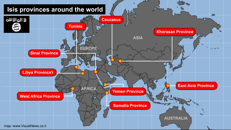 Attaques de l'Etat islamique dans les différences provinces du monde 