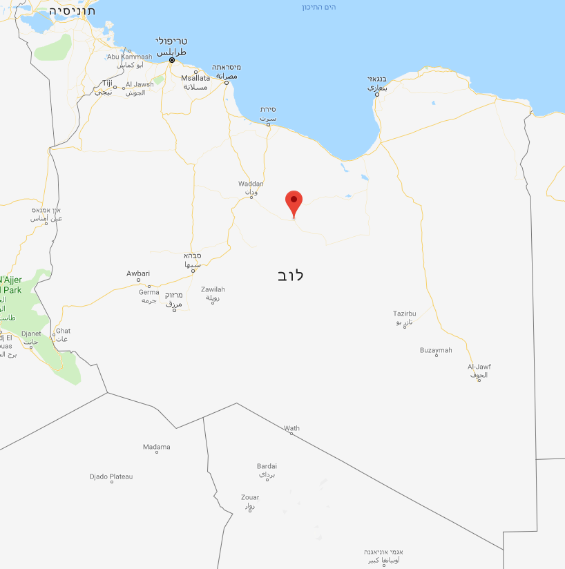 بلدة زله على مبعدة ما يقارب 340 كلم إلى الشمال الشرقي من بلدة سبها (Google Maps).