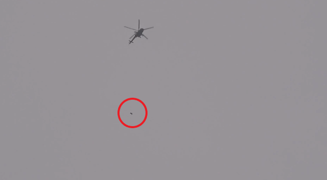 Barrel bomb dropped by a Syrian army helicopter on the town of Khan Shaykhun, north of Hama