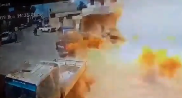 The detonation of the motorcycle bomb (Deir ez-Zor 24, May 28, 2019)