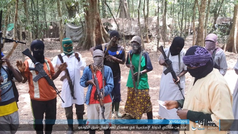 Photo released by ISIS showing the organization’s operatives in northeastern Congo (Amaq News Agency, as posted on Telegram, May 30, 2019)