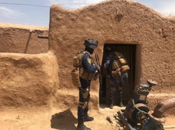 Force de police irakienne à la recherche de membres de l'Etat islamique dans la région d'Al-Hawija à l'Ouest de Kirkouk (Al-Sumaria, 8 juin 2019)