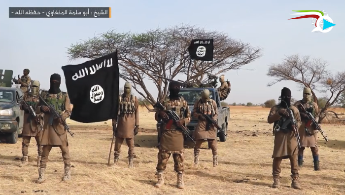 Sheikh Abu Salameh al- manghawi, who is apparently the commander of the group of operatives in Mali and Burkina Faso (standing in the middle).