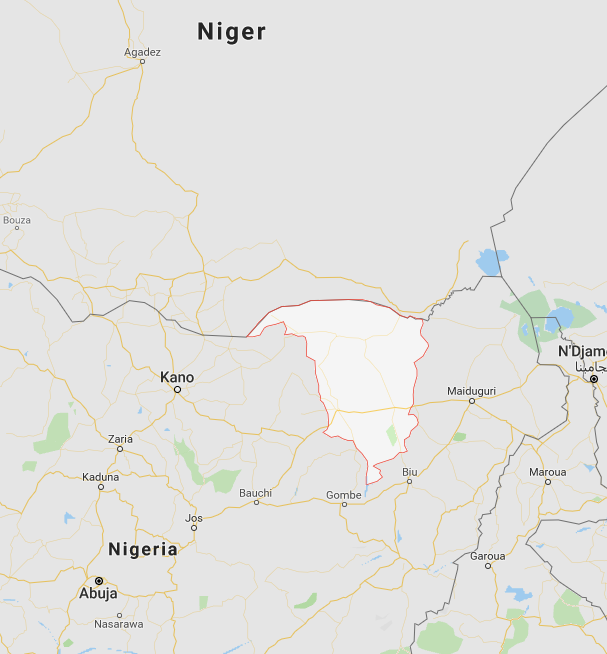 Yobe State, in northern Nigeria (Google Maps) 