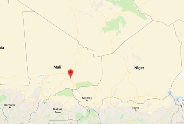 The city of Gao, about 180 km from the border of Mali with Niger (Google Maps)