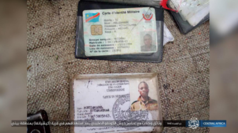 Documents seized belonging to Congolese soldiers attacked by ISIS in the area of Beni. 