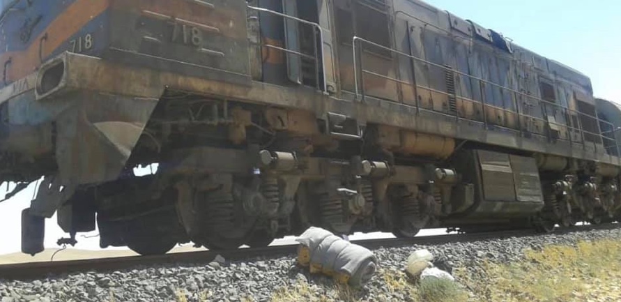 The freight train locomotive which was hit by an (ISIS’s) IED (Syrian Ministry of Transport, July 21, 2019)