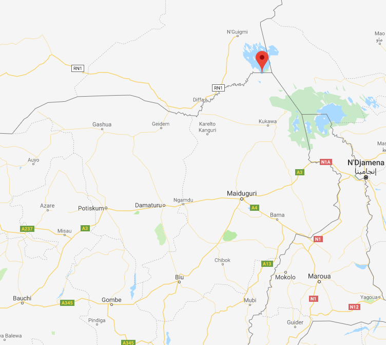 The site where ISIS fired mortar shells, near the border between Nigeria and Niger (Google Maps) 