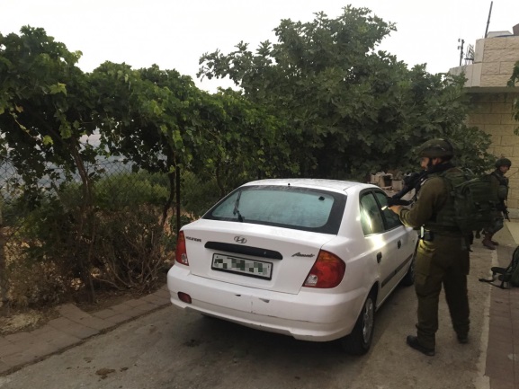 The vehicle used by the suspected in the killing of Dvir Soreq (IDF spokesman, August 8, 2019).