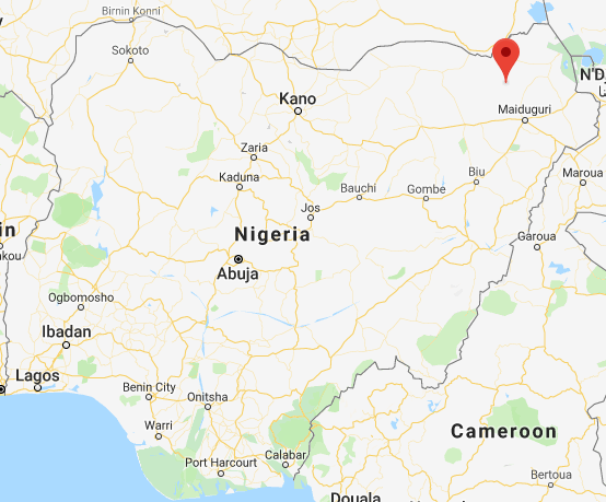 The site of the attack in northeastern Nigeria (Google Maps) 