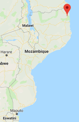 The place where ISIS operatives attacked Mozambican soldiers and a Christian village (Google Maps) 