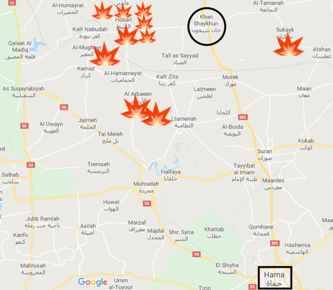 Some of the villages captured by the Syrian army (Google Maps).