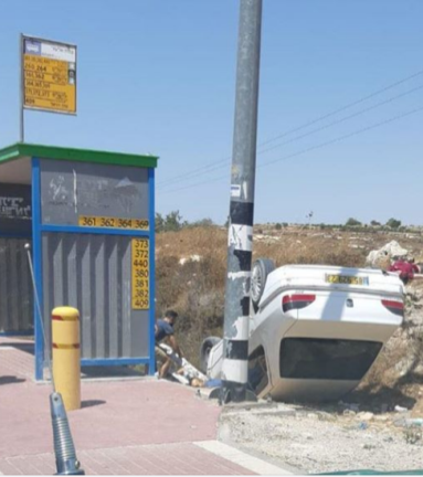 The vehicle after the attack (IDF Facebook page, August 16, 2019).