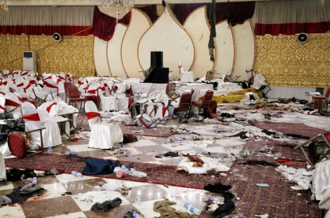 The great devastation caused in the hall where the suicide bombing attack was carried out (AJ@APS_Hindustan Twitter account, Indian PR man and journalist, August 19, 2019)