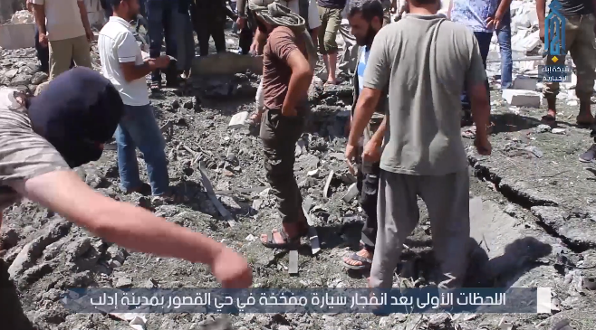 Scene of the explosion of the car bomb in Idlib (Ibaa, August 24, 2019) 