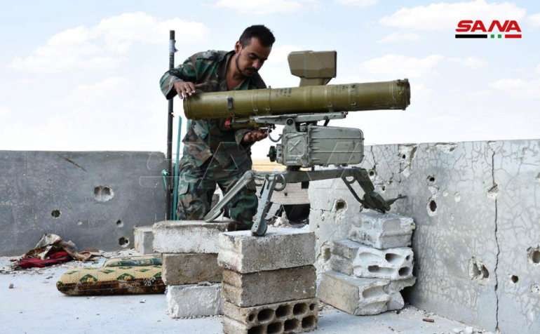 Rebel organizations’ antitank missile launcher seized by the Syrian army (SANA, August 31, 2019)