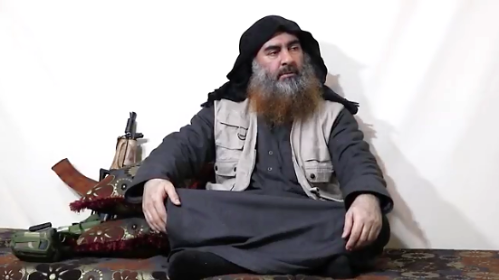 Al-Baghdadi in the previous videotape: he sounded rather exhausted at the time (Akhbar Al-Muslimeen, April 29, 2019)