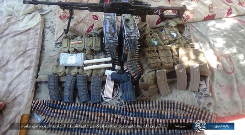 Iraqi police weapons seized by ISIS operatives in the Samarra area (Telegram, September 24, 2019)