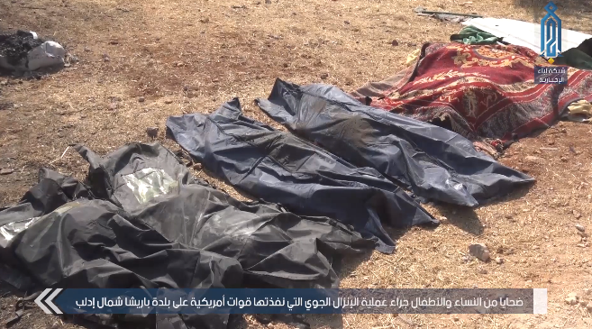 The bodies of women and children killed in the American operation (Abaa' October 27, 2019).